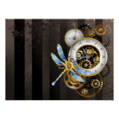 Steampunk-klok met mechanische dragonfly perfect poster (Voorkant)