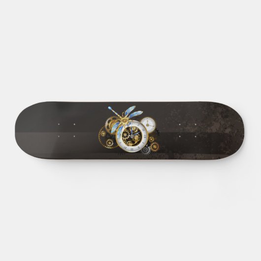 Steampunk-klok met mechanische dragonfly persoonlijk skateboard (Horizontaal)