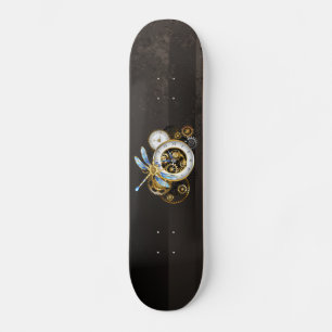 Steampunk-klok met mechanische dragonfly persoonlijk skateboard