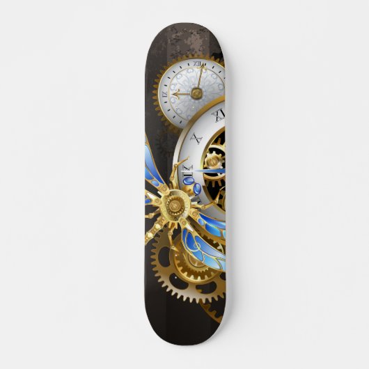 Steampunk-klok met mechanische dragonfly persoonlijk skateboard (Voorkant)