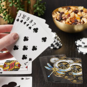 Steampunk-klok met mechanische dragonfly pokerkaarten (Insitu)