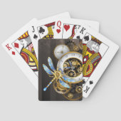 Steampunk-klok met mechanische dragonfly pokerkaarten (Achterkant)