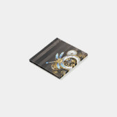 Steampunk-klok met mechanische dragonfly post-it® notes (Schuin)