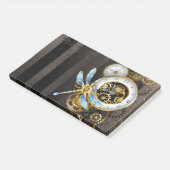 Steampunk-klok met mechanische dragonfly post-it® notes (Schuin)
