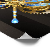 Steampunk-klok met mechanische dragonfly poster (Hoek)
