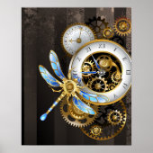 Steampunk-klok met mechanische dragonfly poster (Voorkant)