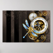 Steampunk-klok met mechanische dragonfly poster (Voorkant)