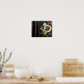 Steampunk-klok met mechanische dragonfly poster (Keuken)