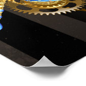 Steampunk-klok met mechanische dragonfly poster (Hoek)