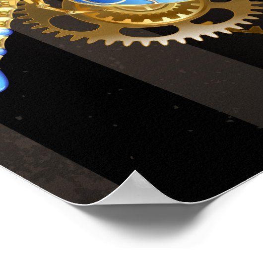 Steampunk-klok met mechanische dragonfly poster (Hoek)