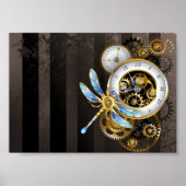 Steampunk-klok met mechanische dragonfly poster (Voorkant)