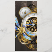 Steampunk-klok met mechanische dragonfly programmakaart (Voorkant)