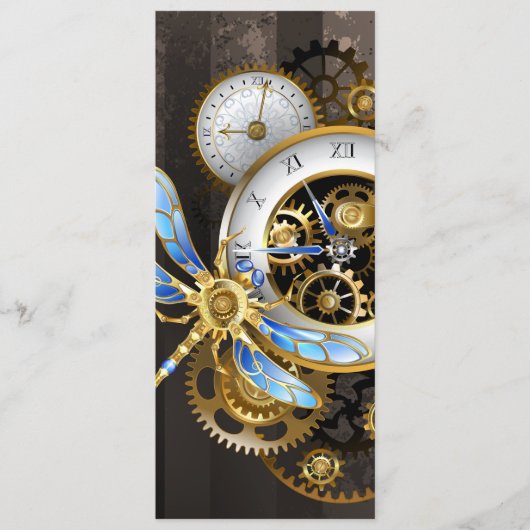 Steampunk-klok met mechanische dragonfly programmakaart (Voorkant)