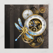 Steampunk-klok met mechanische dragonfly programmakaart (Voorkant)