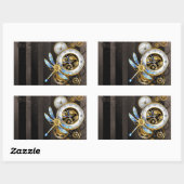 Steampunk-klok met mechanische dragonfly rechthoekige sticker (Vel)