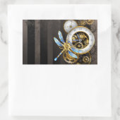 Steampunk-klok met mechanische dragonfly rechthoekige sticker (Tas)