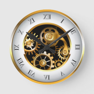 Steampunk-klok met mechanische dragonfly ronde klok