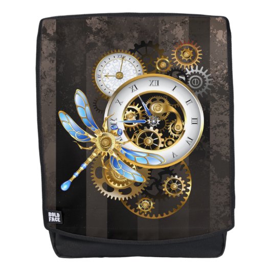 Steampunk-klok met mechanische dragonfly rugtassen (Voorkant)