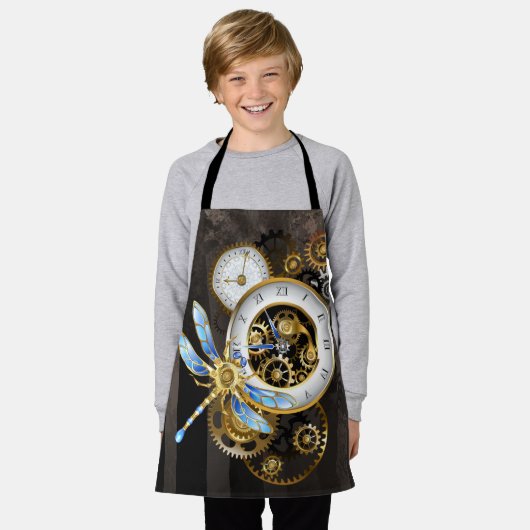 Steampunk-klok met mechanische dragonfly schort (Gedragen)