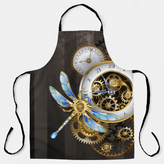 Steampunk-klok met mechanische dragonfly schort (Voorkant)