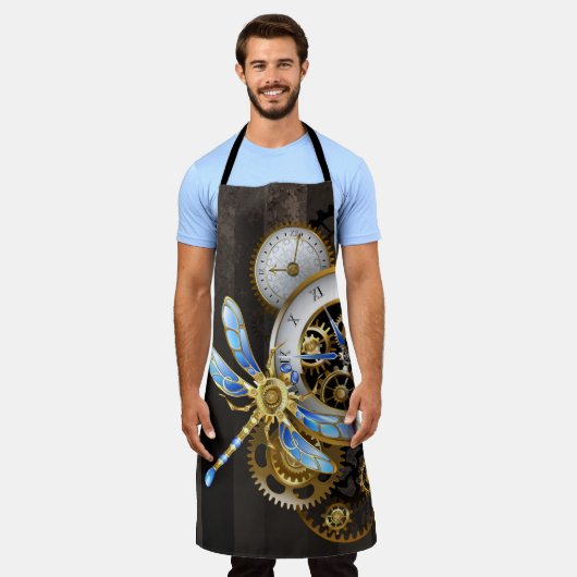 Steampunk-klok met mechanische dragonfly schort (Gedragen)