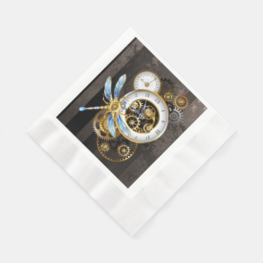 Steampunk-klok met mechanische dragonfly servet (Hoek)