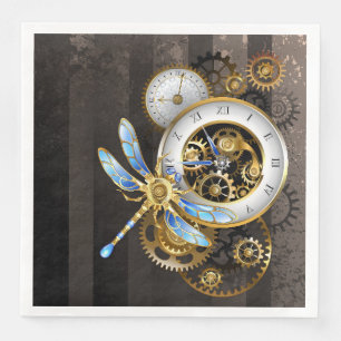 Steampunk-klok met mechanische dragonfly servet