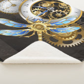 Steampunk-klok met mechanische dragonfly sherpa deken (3/4)