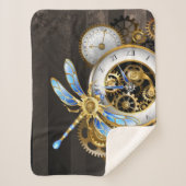 Steampunk-klok met mechanische dragonfly sherpa deken (Voorkant)