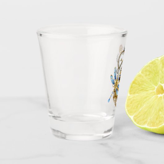 Steampunk-klok met mechanische dragonfly shot glas (Links)