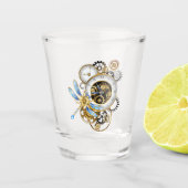 Steampunk-klok met mechanische dragonfly shot glas (Voorkant)