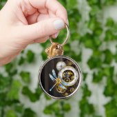 Steampunk-klok met mechanische dragonfly sleutelhanger (Hand)