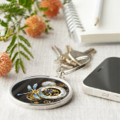 Steampunk-klok met mechanische dragonfly sleutelhanger (Zijkant)