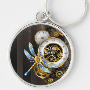 Steampunk-klok met mechanische dragonfly sleutelhanger