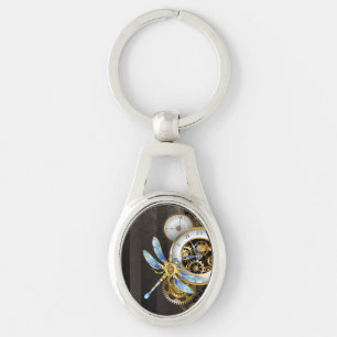 Steampunk-klok met mechanische dragonfly sleutelhanger