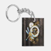 Steampunk-klok met mechanische dragonfly sleutelhanger (Voorkant Links)