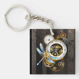 Steampunk-klok met mechanische dragonfly sleutelhanger