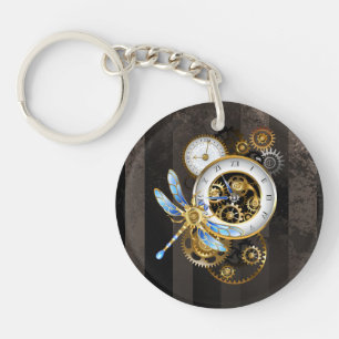 Steampunk-klok met mechanische dragonfly sleutelhanger