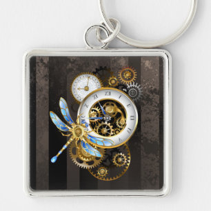 Steampunk-klok met mechanische dragonfly sleutelhanger