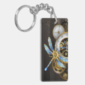 Steampunk-klok met mechanische dragonfly sleutelhanger (Voorkant Links)