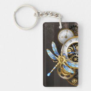 Steampunk-klok met mechanische dragonfly sleutelhanger