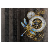Steampunk-klok met mechanische dragonfly snijplank (Voorkant)