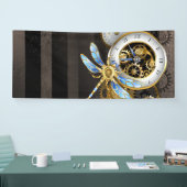 Steampunk-klok met mechanische dragonfly spandoek (Beurs)