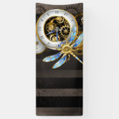 Steampunk-klok met mechanische dragonfly spandoek (Verticaal)