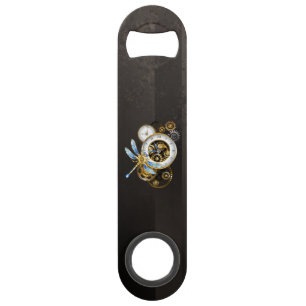 Steampunk-klok met mechanische dragonfly speed flessenopener