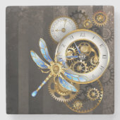 Steampunk-klok met mechanische dragonfly stenen onderzetter (Voorkant)