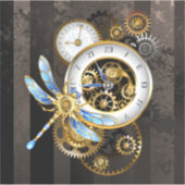 Steampunk-klok met mechanische dragonfly sticker (Voorkant)