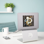 Steampunk-klok met mechanische dragonfly sticker (Laptop op bureau)