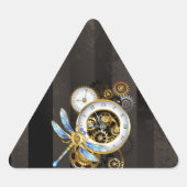 Steampunk-klok met mechanische dragonfly sticker (Voorkant)