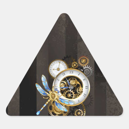 Steampunk-klok met mechanische dragonfly sticker (Voorkant)